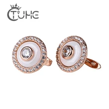 Богемные круглые керамические серьги для женщин, большие Винтажные Ювелирные изделия с большими кристаллами, здоровые керамические геометрические круглые серьги-гвоздики, ювелирные изделия