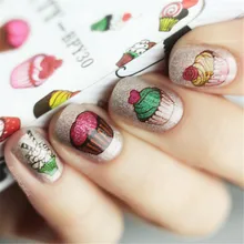 2 Patterns/Sheet BORN PRETTY Water Stickers Cake Dessert Pattern Nail Art Water Decals Transfer Sticker BPY30
