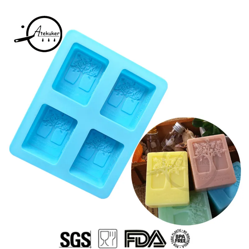 

Atekuker Tree Rectangle Shape Silicone Mold Soap Form Handmade Soap Mold DIY Silicone Form For Soap Making