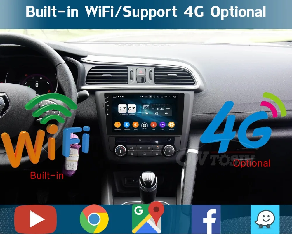 Clearance 9" IPS Octa Core 4G+64G Android 9.0 Car Multimedia Player For Renault Kadjar 2015-2019 GPS Radio Stereo DSP CarPlay Parrot BT 9