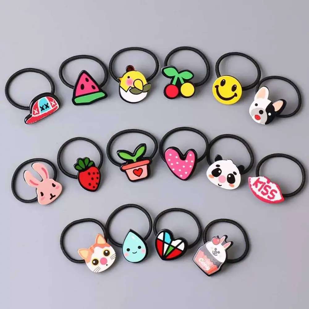 

1Pc Korean Acrylic Animal Rabbit Hairband Kids Heart Pattern Hair Accessories Baby Girl Gift Mini Elastic hair Rope Headwear