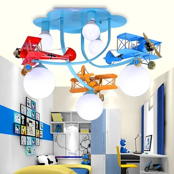 

Vintage Iron aircraft Children toy modern Pendant lights Cartoon Room Creative Bar Kindergarten Decorative pendant lamps ZA ET35