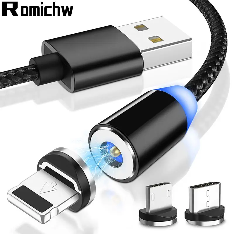 

Romichw Magnetic Micro USB Cable Fast Charging USB Type C Cable Magnet Charger Data Charge Cable USB Cord For Samsung Xiaomi