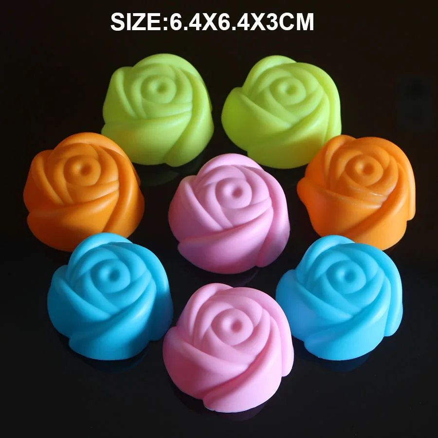 Silicone Colorful Rose Design Cake Muffin Cups Kitchen creative Accessories Diy Cupcake Bake Tool Soap mold ice chocolate | Дом и сад
