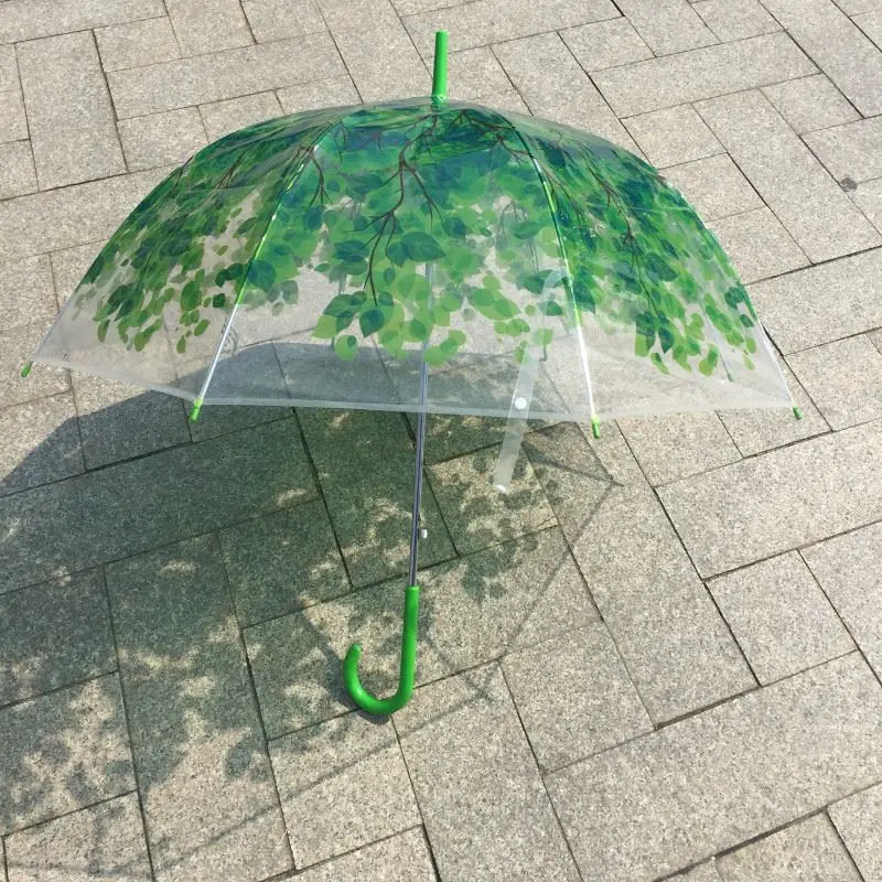 Yesello, 1 шт., Радужный Солнечный зонтик принцессы, купол, пузырьковый зонтик, листья, прозрачный милый зонтик, милый прозрачный зонтик для женщин, Длинные Зонты