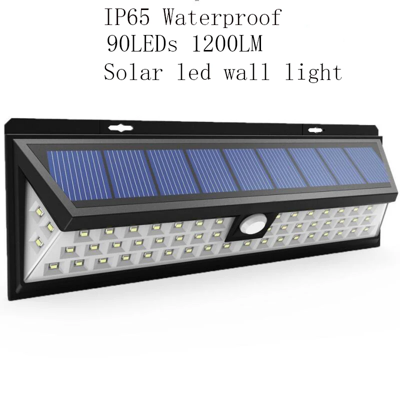 90 светодио дный s 950lm Солнечный светодио дный настенный светильник 2835 SMD белый Солнечный Мощность Открытый Сад света движения PIR Сенсор Путь Бра 3,7 В