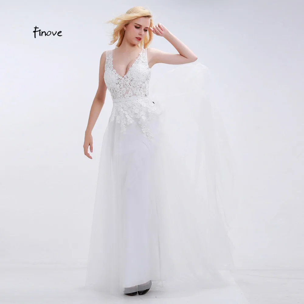 2017 Illusion Wedding Dresses Luxury Vantage Backless Tulle V-neck Lace Applique Beaded Liz Martinez Bridal Gown Robe de Mariage | Свадьбы и
