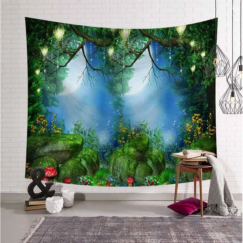 3D сказочный лес гобелен настенный Декор хиппи гобелен Художественная ткань натуральный пейзаж психоделический гобелен настенный ковер