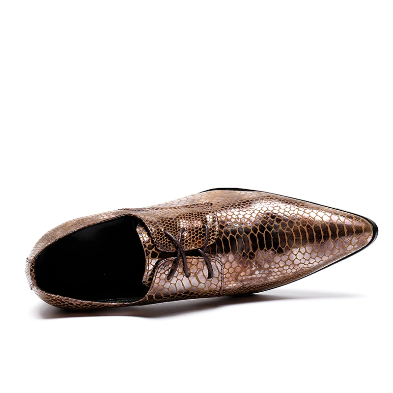 Christia Bella Для Мужчин's Представительская обувь Мужские кожаные туфли-оксфорды острый носок золото Свадебная вечеринка обувь этап одежда