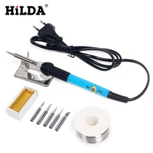 220 В 60 Вт Регулируемая температура паяльная станция Электрический паяльник с 5 шт. железный наконечник подставка паяльная проволока ремонтный набор инструментов