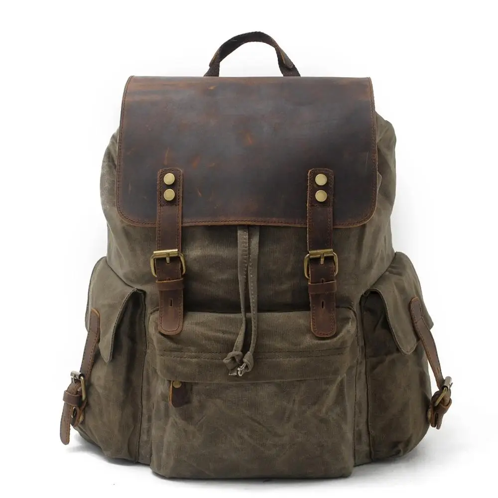 Vintage Canvas Lederen Laptop Rugzak voor Mannen Schooltas 15.6 \Waterdichte Grote Capaciteit Reizen Rugzak Tiener Daypacks Vintage Canvas Lederen Laptop Rugzak voor Mannen Schooltas 15.6 \Waterdichte Grote Capaciteit Reizen Rugzak Tiener Daypacks