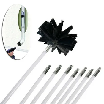 

1set Nylon Brush With 8pcs Long Handle Flexible Pipe Rods For Chimney Kettle House Cleaner Cleaning Tool Accessories