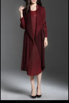 

casual dresses middle-aged women's long vacation two pcs clothing set woman mother autumn wear long-sleeved dress vestidos loose