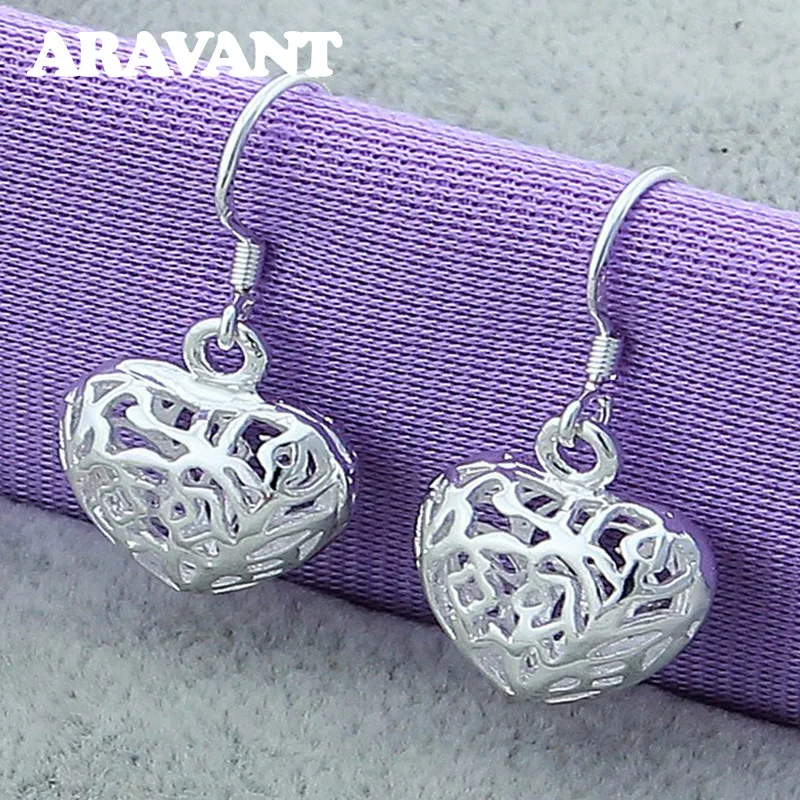 

New Fashion 925 Silver Jewelry Heart Drop Earring For Women Romantic Wedding Jewelry