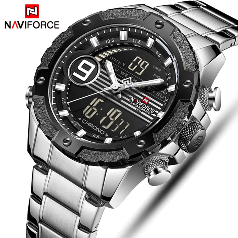 Топ люксовый бренд NAVIFORCE мужские спортивные часы кварцевые цифровые аналоговые