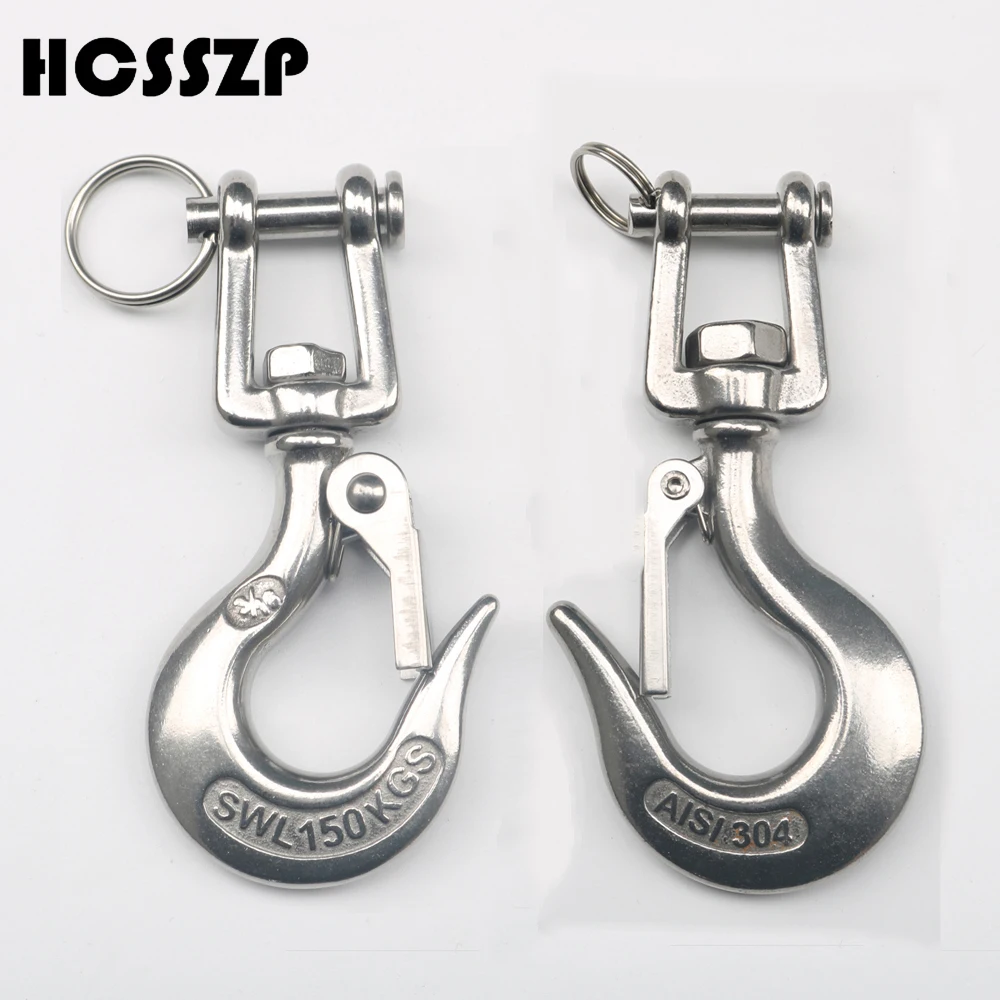 

HCSSZP 2 pcs 150Kg (331lb) Marine Jaw Type Swivel Crane Hook with Safety Load Limit of Marine Boat 304 Stainless Steel 3/16"
