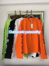 2016SS TOP VETEMENTS übergroßen t-shirt kpop 1 west männer frauen langarm brief druck t justin bieber 4 farbe tees 1:1