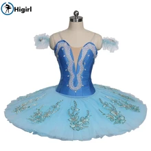 Women Blue Swan Lake Professional Pancake Tutu Blue Girls Performance Competiton Pallter Tutus Child BT9142B