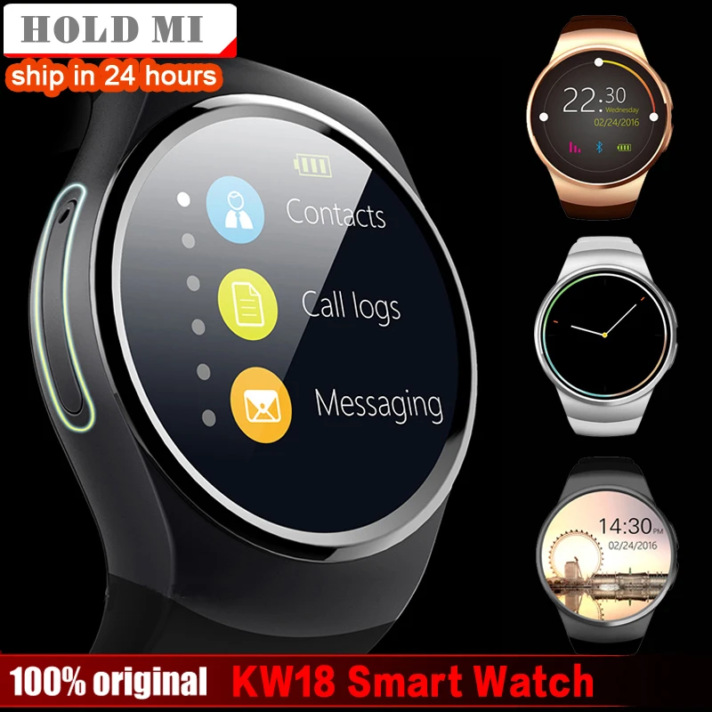 

Free Shipping Hold Mi KW18 Smart Watch Support SIM TF Card Heart Rate Monitor MTK2502 Smartwatch for Android IOS Phone with Box