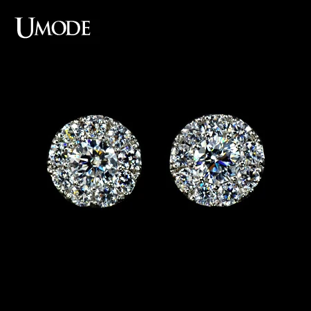 

UMODE 1 pcs 0.25ct and 9 pcs 0.03ct Cubic Zirconia Stone Flower Stud Earring UE0007