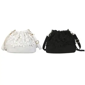 

Women Canvas Bucket Casual Shoulder Bag Women String Shopping Handbags Lace Printing Slung Bag Female Bolso Bags Trendy Fashion