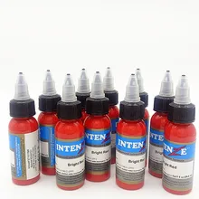 Набор чернил для татуировки, краска для тела, 30 мл, 10 бутылок, ярко-красная Профессиональная Красота, Постоянная Краска для макияжа