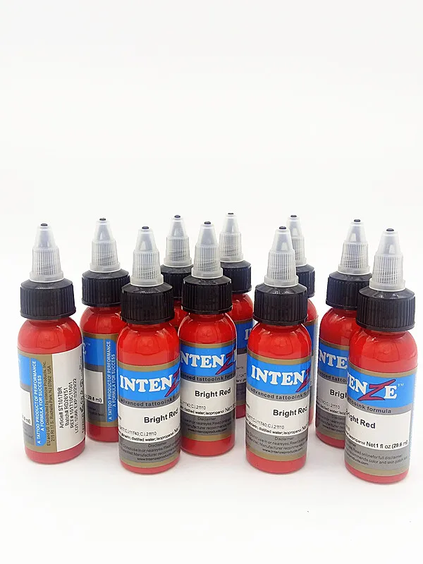

Tattoo Ink Paint Set Body Art 30ml 10 Bottles Bright Red Professional Beauty Permanent Makeup Paint