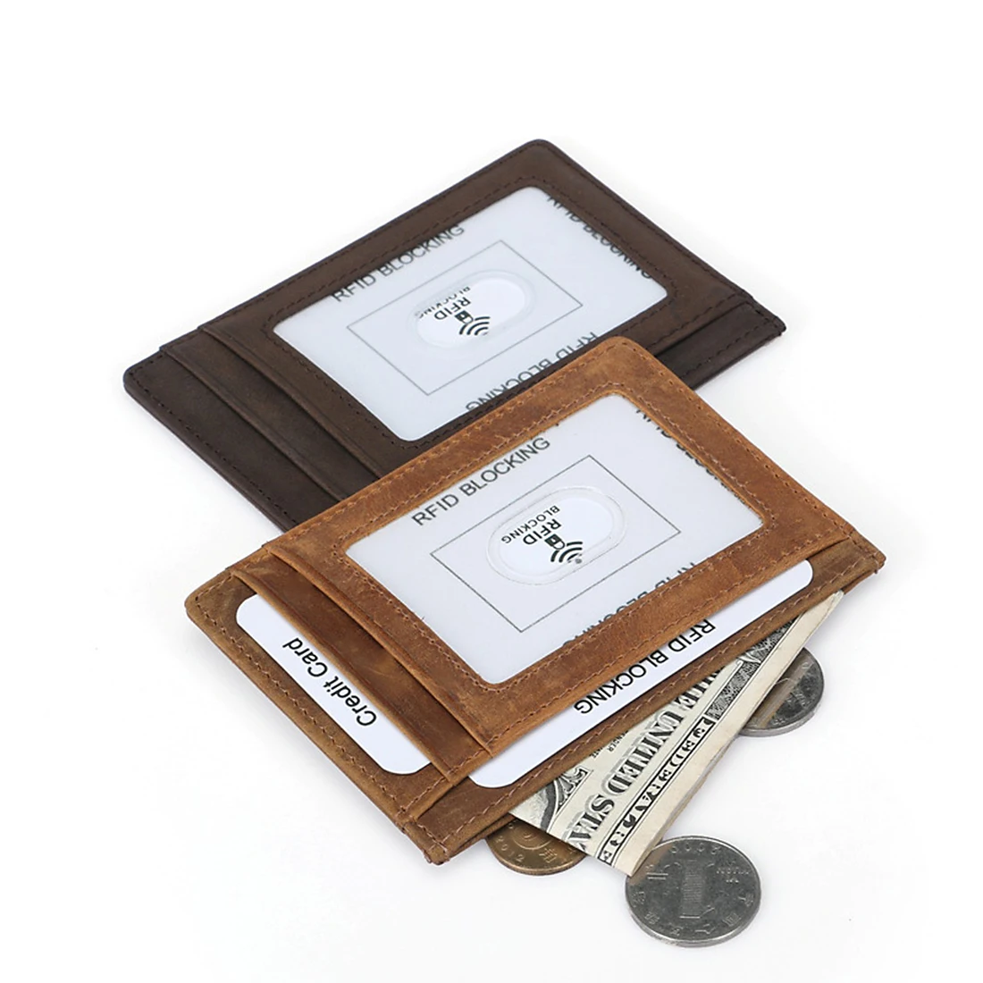 Ретро Тонкий кожаный кредитный держатель для карт, тонкий дизайн воловья кожа 100% натуральная кожа мужской кошелек портмоне деловой футляр