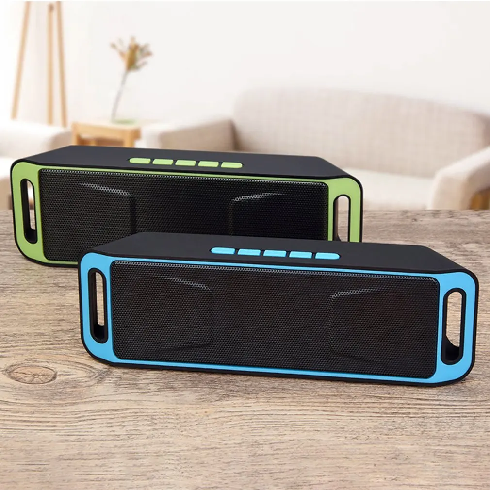 Portable Bluetooth Speaker wireless mini Speaker Amplifier Stereo Subwoofer Speaker TF USB FM Radio Built-in Mic Dual Bass SP208