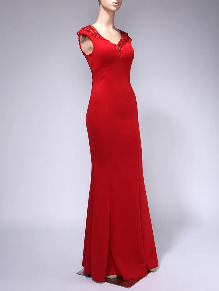 Летнее женское платье Vestidos Verano, официальное длинное платье макси с диомандами, элегантное облегающее красное платье без рукавов с глубоким v-образным вырезом на спине