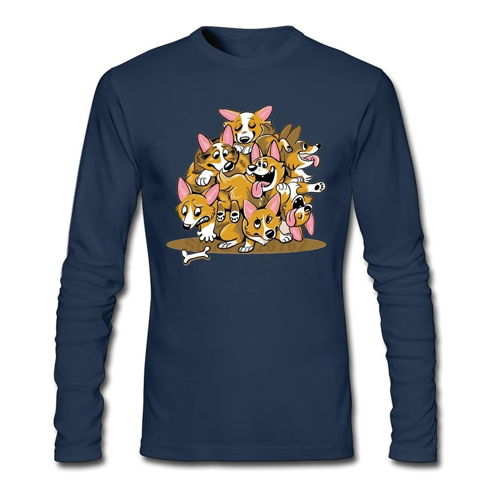 Criar seus próprios Camiseta para Homem Adulto Dos Homens da Noite camisas Corgi Cluster Clássico Camisas de Colarinho Blusa idéias DIY Diário desgaste