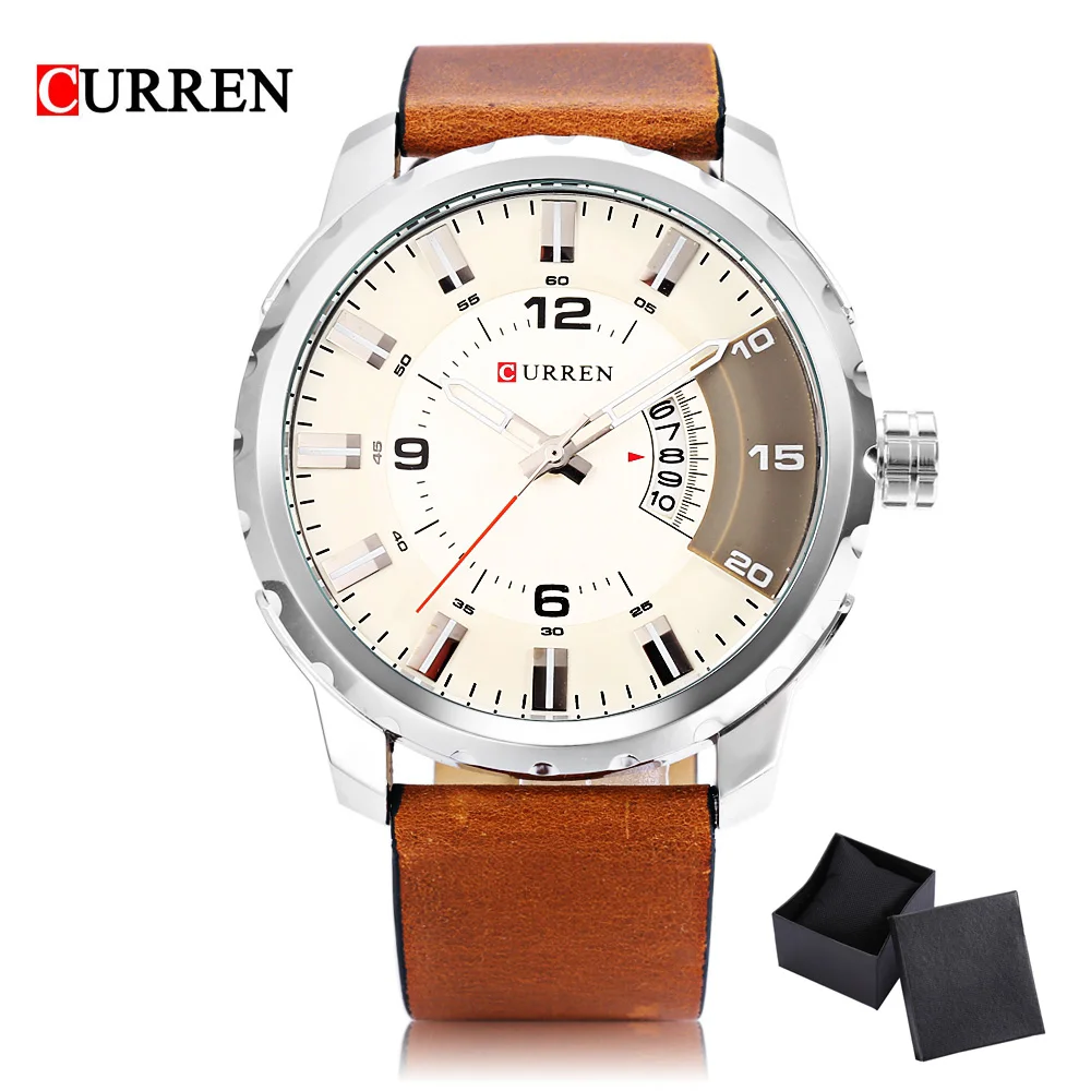 

2018 New Sport Men Watch Luxury Brand CURREN Quartz Relogio Masculino Fashion Military Watches Genuine Leather Clock Men