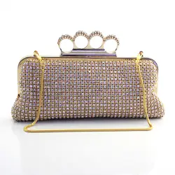 Золотая цепочка Дамы Пром Кристалл сумка Для женщин алмаз металл кошельки сцепления Сумки свадебная сумочка (6103-bg)