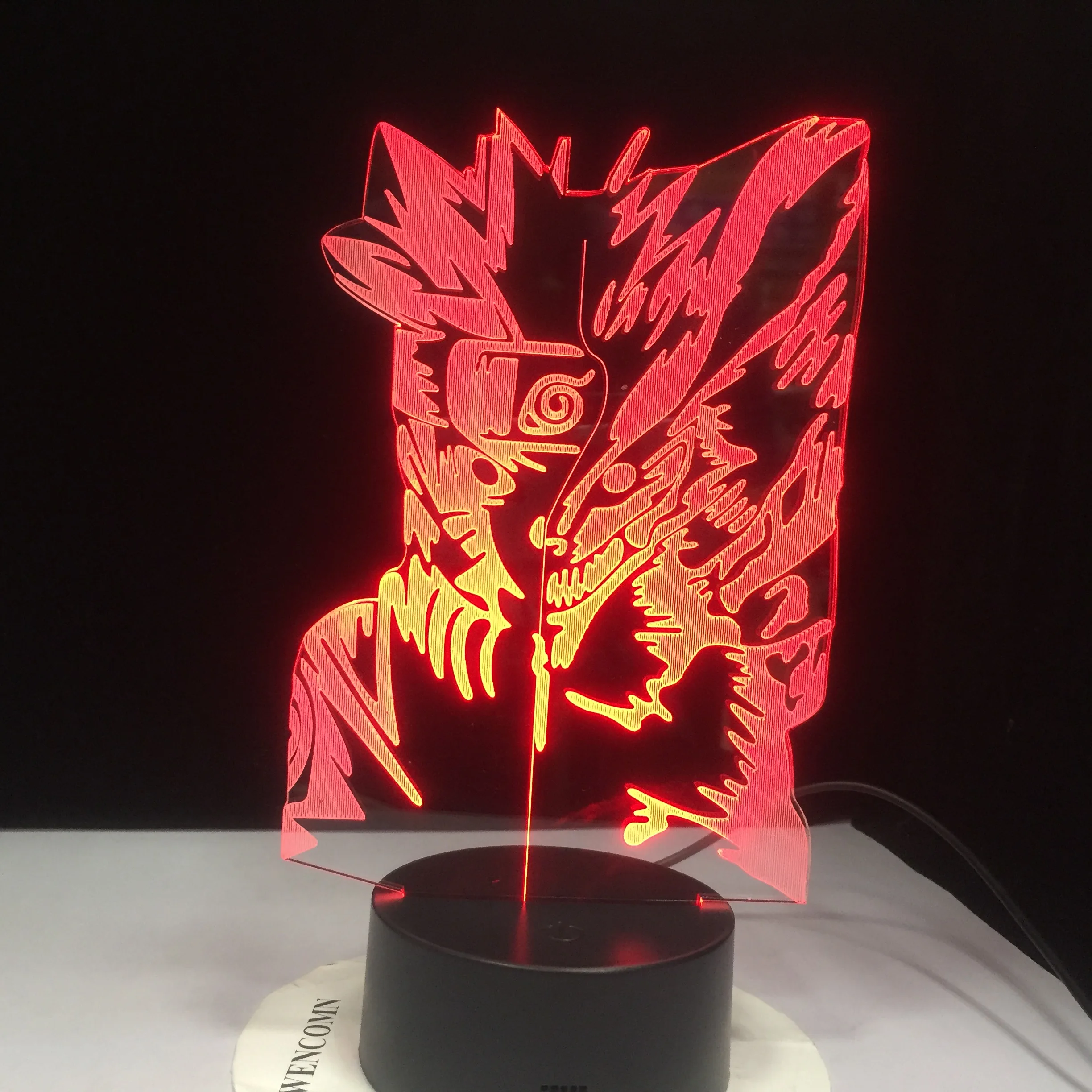 Наруто фигурку Uzumaki 3D светодиодный ночник настольная лампа новинка украшение для