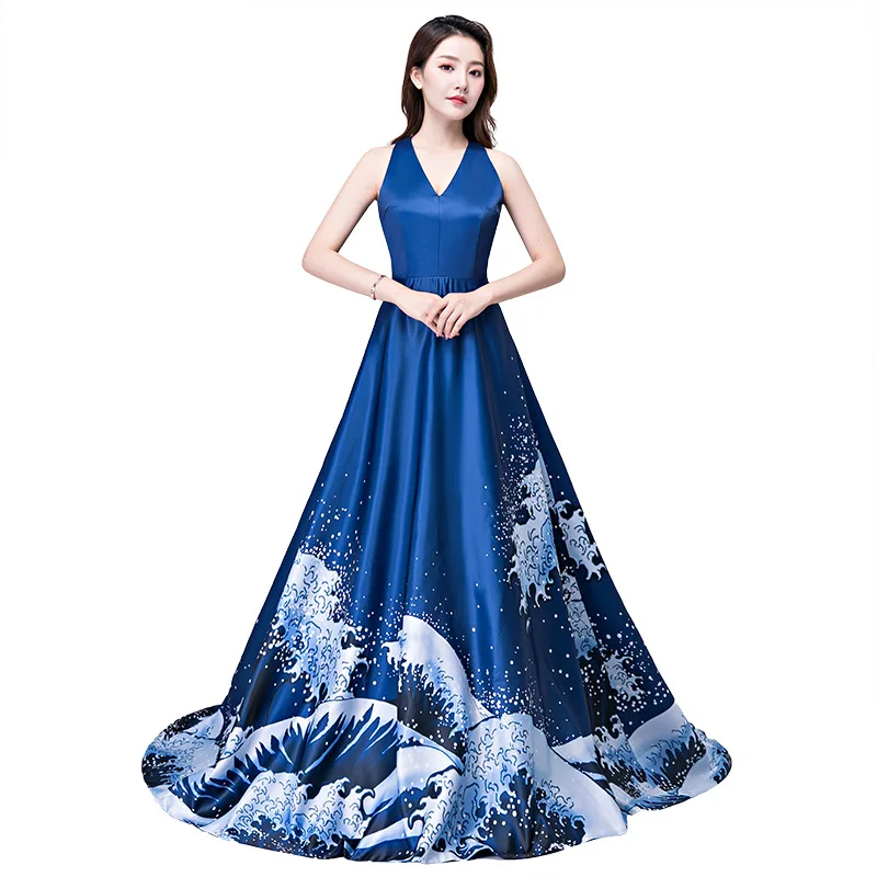 2019 вечерние Cheongsam Восточный Для женщин платье макси Традиционный китайский Стиль Элегантное Длинное Ципао Роскошные шлейфом Robe Vestido S-XXXL