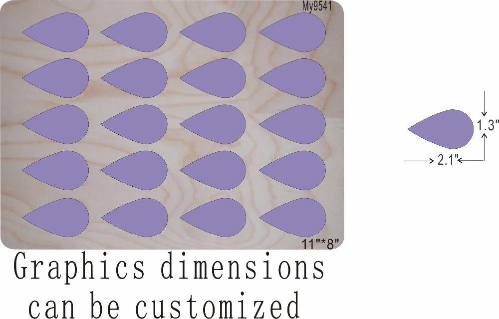 

Purple water drop petals wooden mold die cut accessories wooden die Regola Acciaio Die Misura /MY