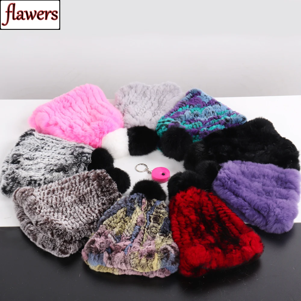 

Winter Russian Children Real Rex Rabbit Fur Beanies Hat Kids Knit Good Elastic Natural Fur Cap Warm Soft Child Genuine Fur Hats