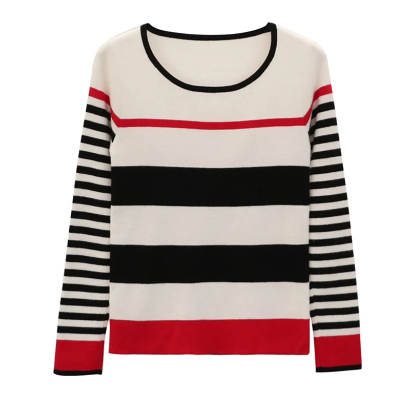 2018 Fashion New Women Sweaters and Pullovers Autumn Round neck Color Stripe Knitted Sweater Leisure Tops Pull Femme 2018 Fashion New Women Sweaters and Pullovers Autumn Round neck Color Stripe Knitted Sweater Leisure Tops Pull Femme