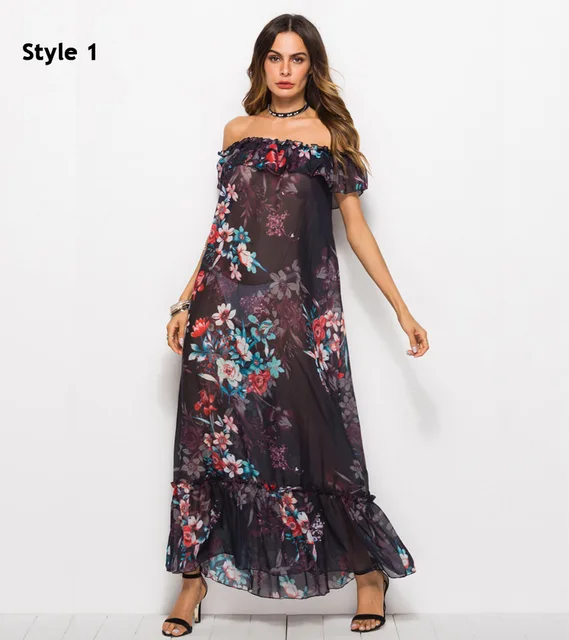 Bohemian Off Shoulder Mesh Dress With Embroidery Casual Sexy Summer 