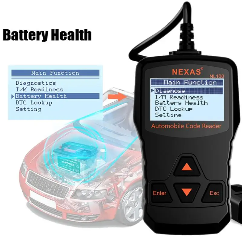 NEXAS NL100 OBD/считыватель кода EOBD OBD диагностический сканер проверка батареи