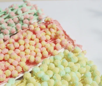 

10yards mixed color pompom trim 1.2cm ball diameter 2cm wide trimming handmade materials,clothing accesory