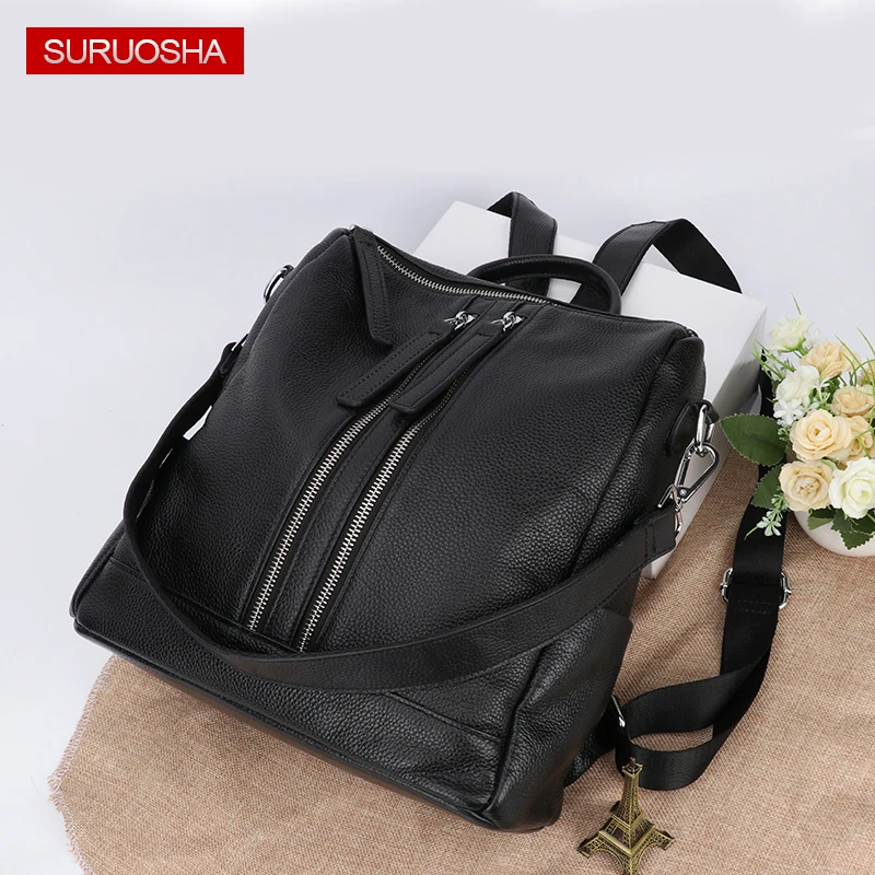 

Anti-thief Front Zipper Backpack Real Leather Luxury Backpacks Bagpack Factory Shoulder Bag Real Leather