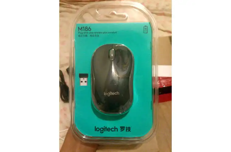 Новая беспроводная мышь logitech M186 2,4G M185 UP M186 с эргономичным 1000 точек/дюйм Nano приемником для PC MAC - Цвет: Original Package