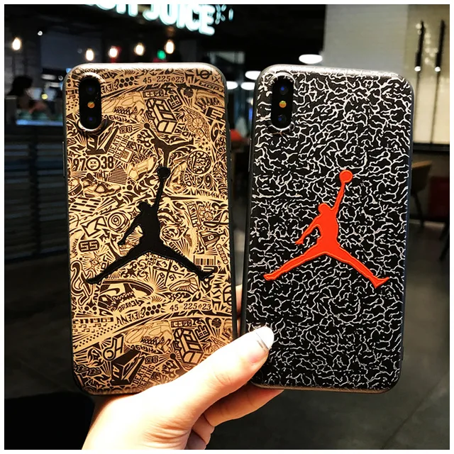 Cool Jordan NBA For iPhone X Case For iPhone 7 8 Plus Case For iPhone 6s 6 Plus 3D Embossed
