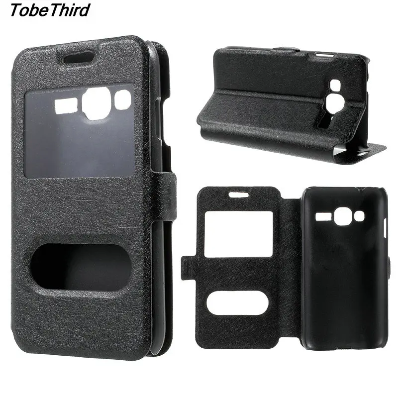 For Samsung J1 Mini Prime Case Silk Grain Dual View Window Leather Magnetic Flip Cover Galaxy | Мобильные телефоны и