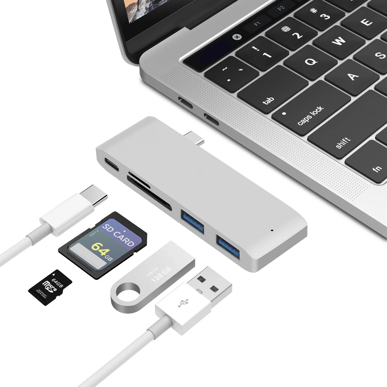 5 в 1 концентратор USB Type C с USB-C питанием 2 USB 3,0 порта и SD/Micro SD TF кард-ридер для MacBook Air Pro USB 3,1 концентратор