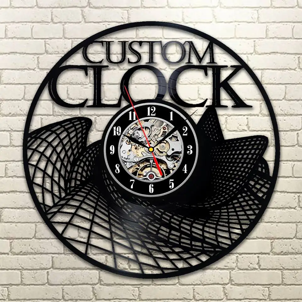 1Piece Custom Vinyl Wall Clock Retro Vintage LP Record Customized Wall