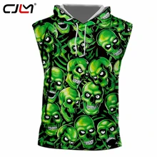 CJLM полиэстер топ с капюшоном человек хип хоп зеленый жилет с черепами 3D печатных панк Рок китайский стиль TankTop