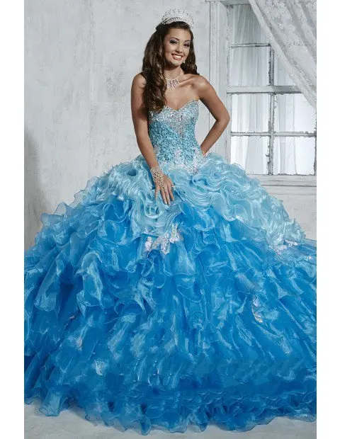

Ball Gown Baby Blue Quinceanera Dresses 2019 Debutante Ruffles 15 Years Vestido De Festa De 15 Anos Crystal Sweet 16 Dresses