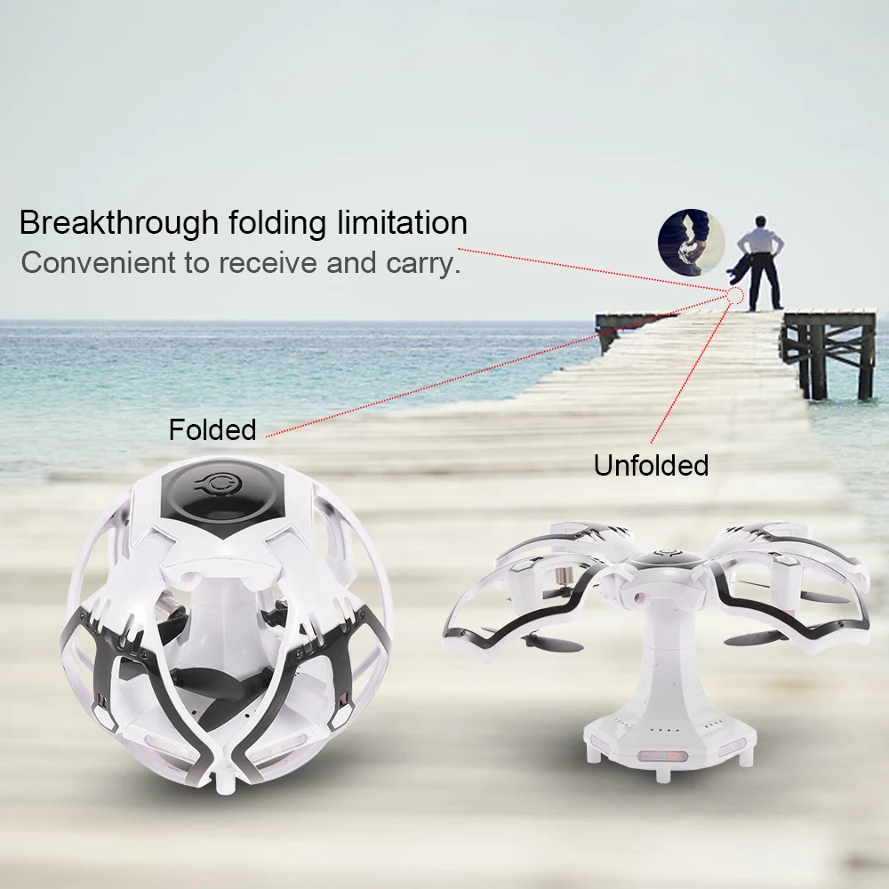 Hot CG-030 Wifi FPV 6-Axis Gyro Altitude Hold Headless RC Ball Drone Selfie Quadcopter with Camera Foldable Smart Control Drone